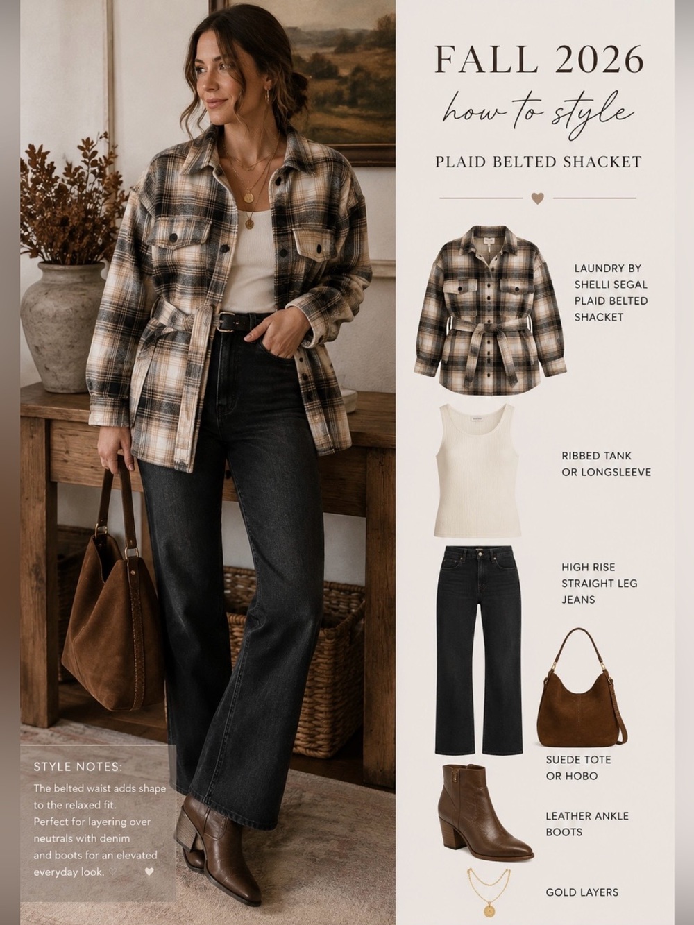 Laundry By Shelli Segal Plaid Belted Shacket - Black, Cream, Tan